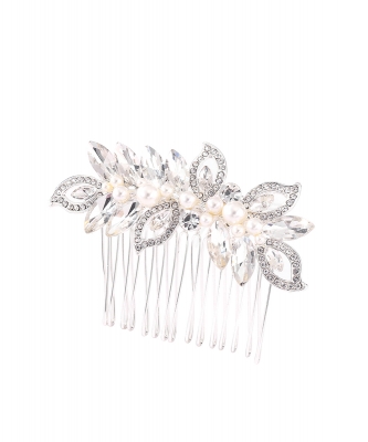 Rhinestone Hair Comb HM320001 SILVER CL